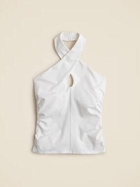 J.Crew NEW Stretch cotton halter top S Small White